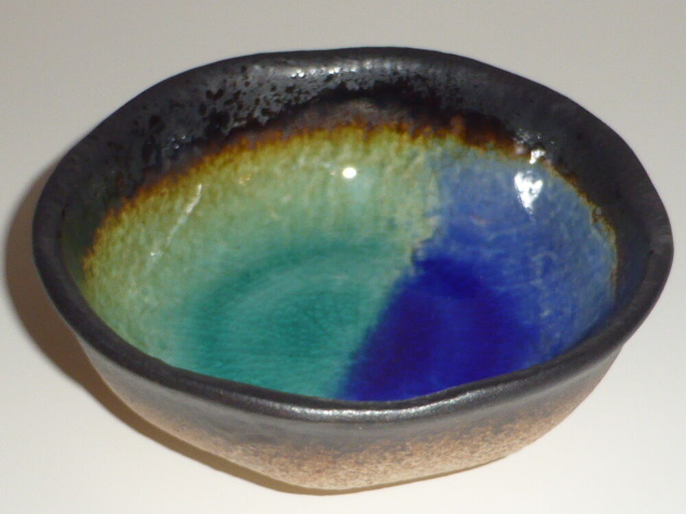 Coupelle &eacute;maill&eacute;e bleu et verte Cuisine