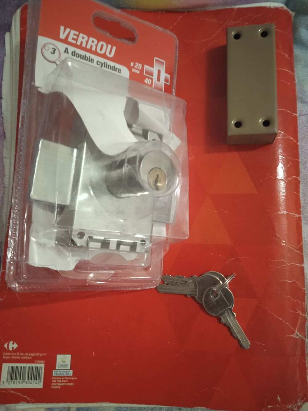 JE C&Egrave;DE 1 VERROU A DOUBLE CYLINDRE 25mm / 40mm avec 3 Toulon Bricolage
