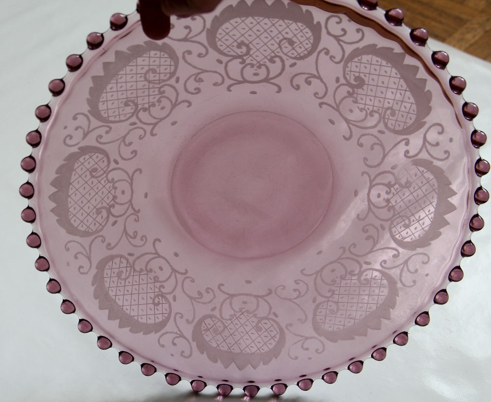 Plateau de service en verre grav&eacute; 1960 Tch&eacute;coslovaquie Cuisine