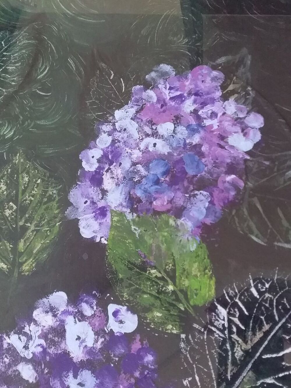 Cadre de fleurs hortensia en alu dor&eacute; Décoration
