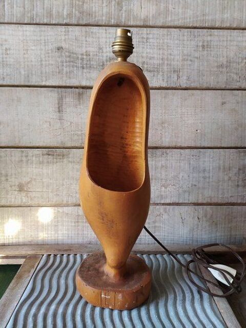 Lampe Sabot Sculpté Bois Travail de Sabotier Art Populaire 75 Loches (37)
