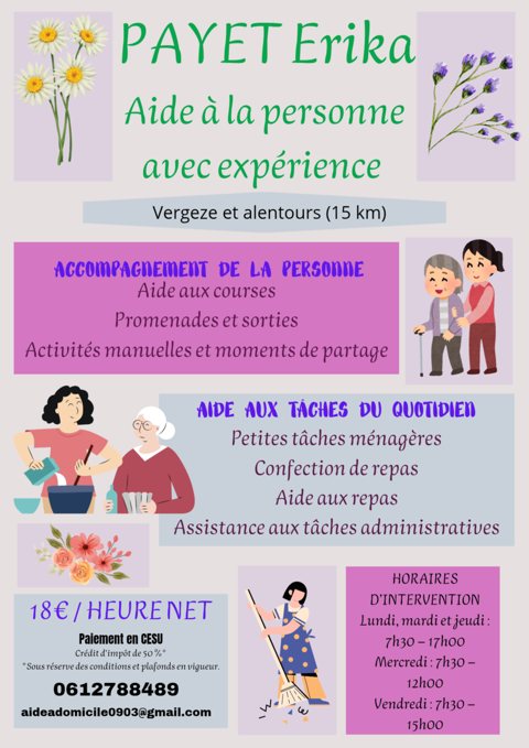 Aide &agrave; domicile 0 30600 Vestric-et-candiac