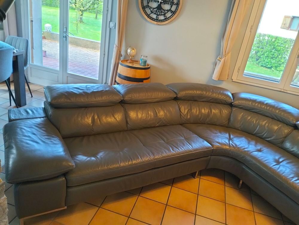 Canap&eacute; d'angle cuir gris Meubles