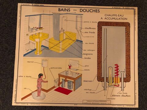 Ancienne carte d'cole Rossignol Bains Douches/ Sanitaires 12 Poitiers (86)