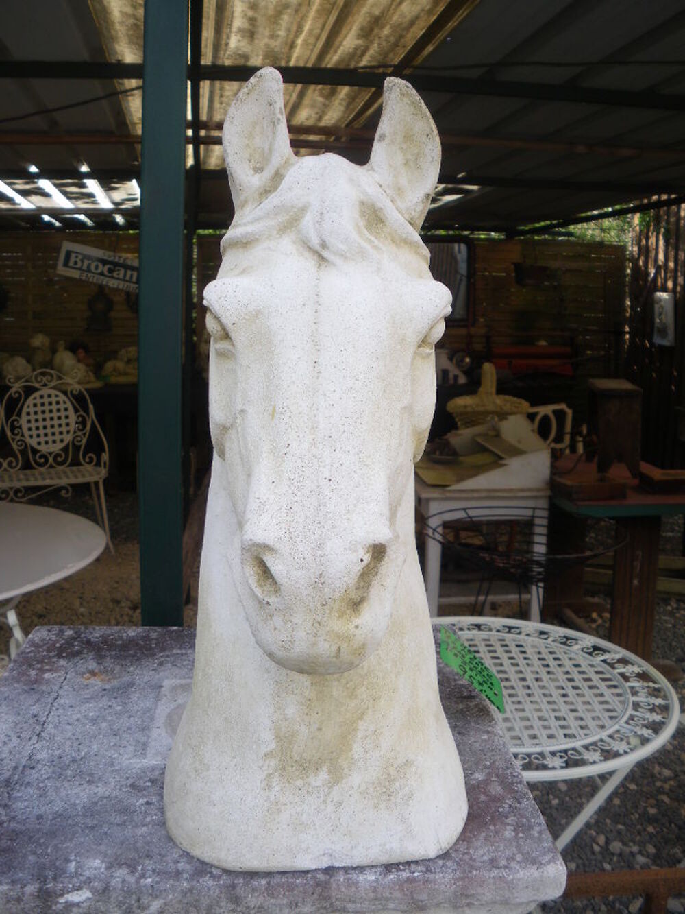 Statue,buste de cheval en pierre Décoration