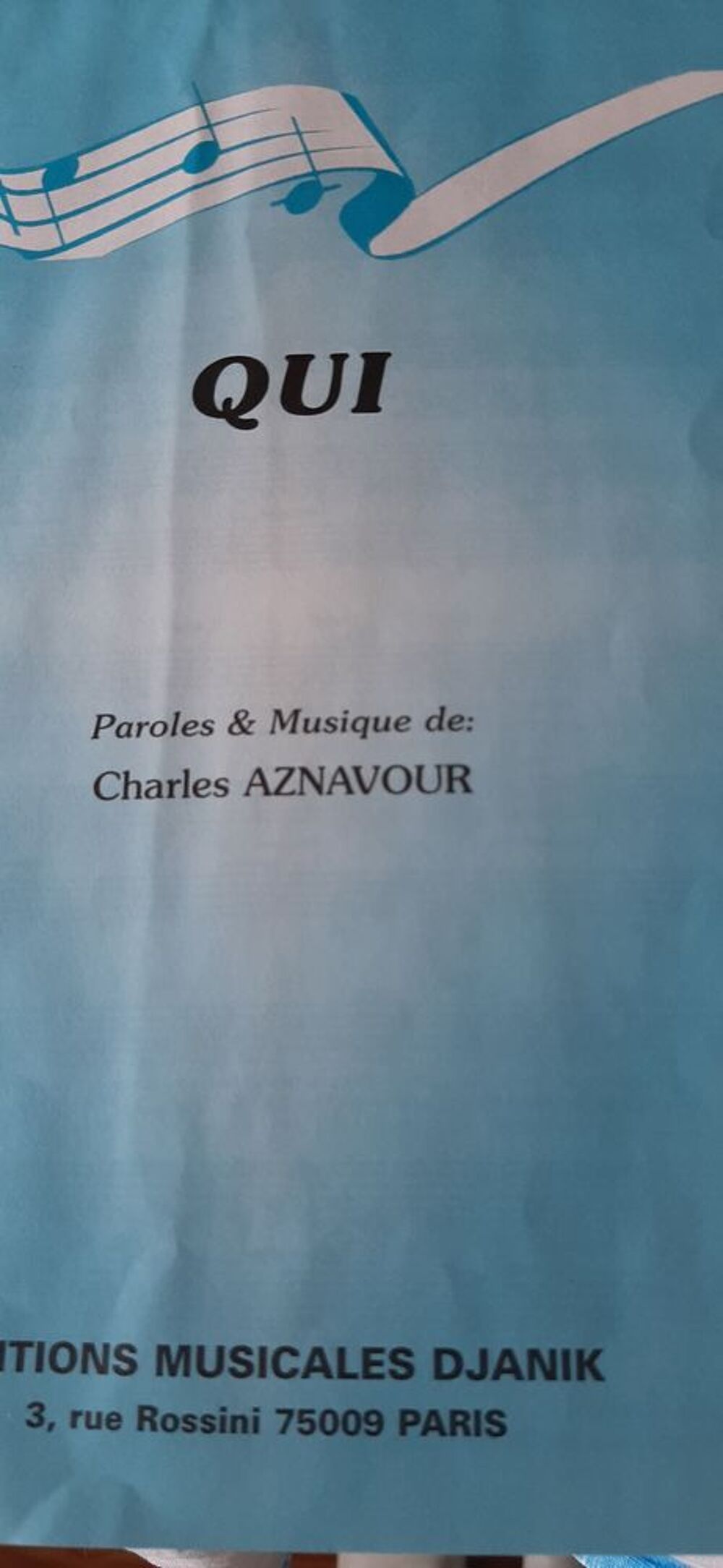 Partition Qui Charles Aznavour 