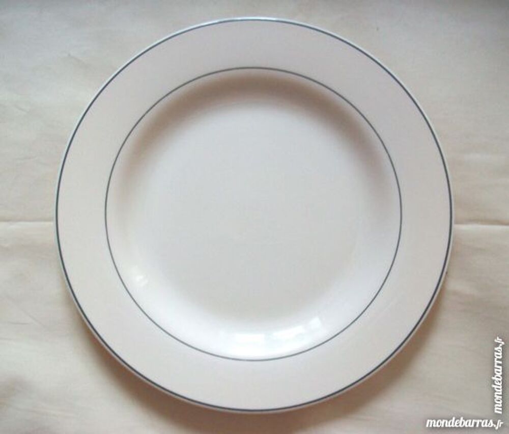 Assiette restaurant Arcoroc filet gris France 24cm vintage Décoration