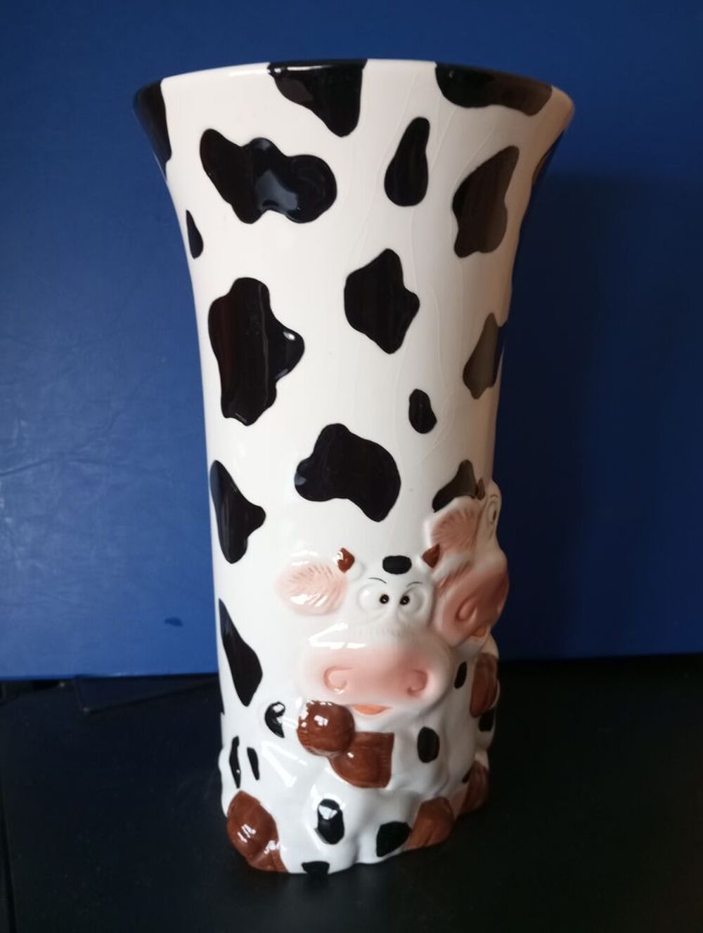 Vase motif vache c&eacute;ramique &eacute;maill&eacute;e Décoration