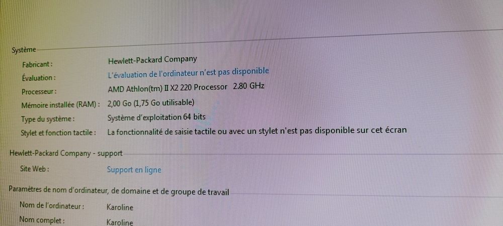 ordinateur de bureau Compaq, Windows 7 Matériel informatique