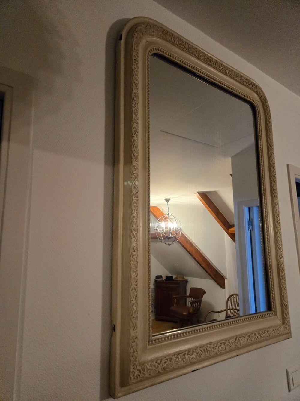 Miroir mural cadre sculpt&eacute; bois clair Décoration