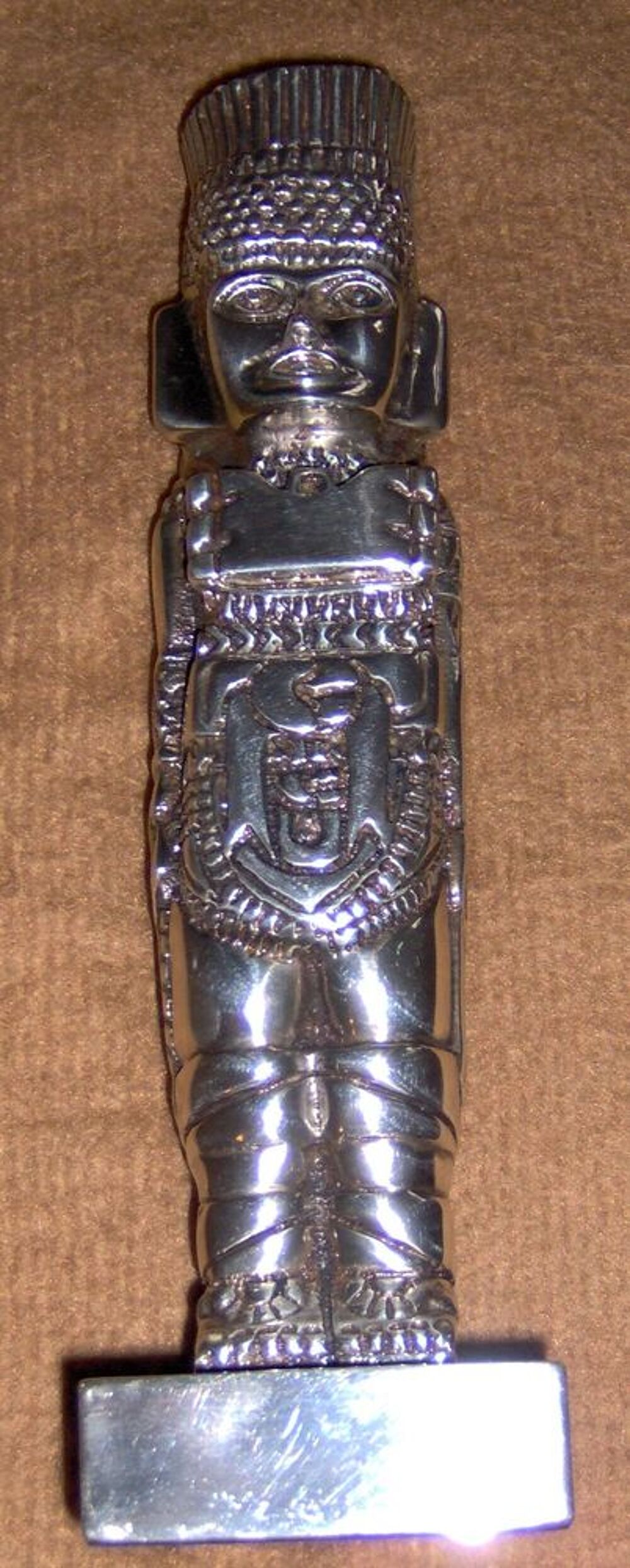 Statuette AZTEQUE ''Atlante de Tula'' en argent massif Décoration