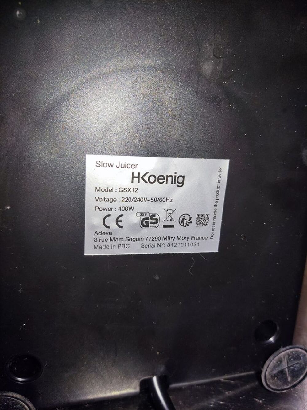 Extracteur de jus h.koenig avec 3 bouteilles en verre Electroménager