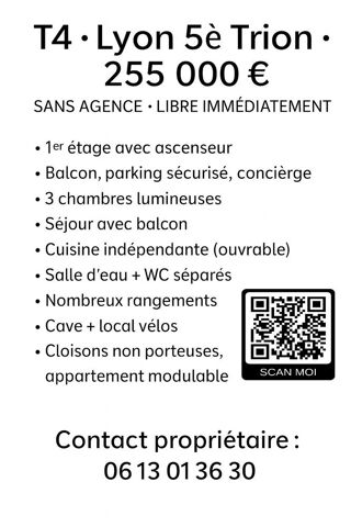  Appartement � vendre 4 pi�ces 66 m�