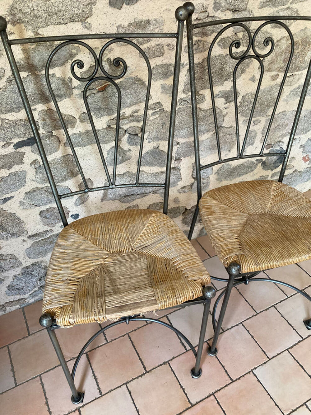 Lot de 6 chaises en fer forg&eacute; Meubles