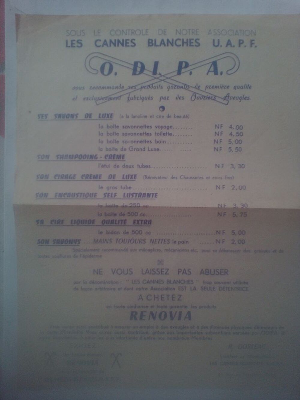 Asso. Les cannes blanches U.A.P.F. O.DI.P.ARenovia Paris 