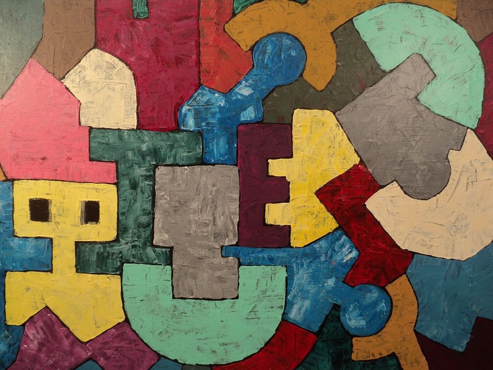 Tableau Composition Peinture Abstraite Abstrait Contemporain Décoration