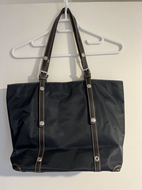 Gd sac Pourchet bleu marine cuir et toile 65 Puteaux (92)