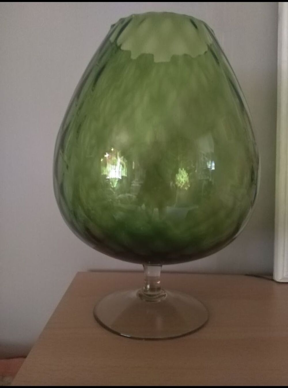 Grand vase vintage losanges ou verre forme tulipe Décoration