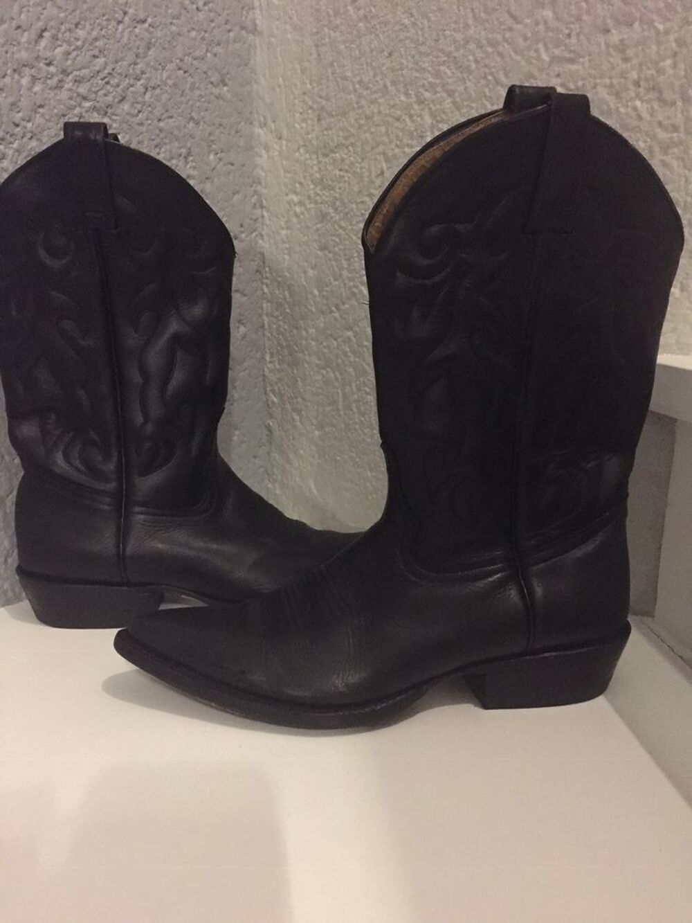 santiags EN CUIR NOIR P39 mixte Chaussures