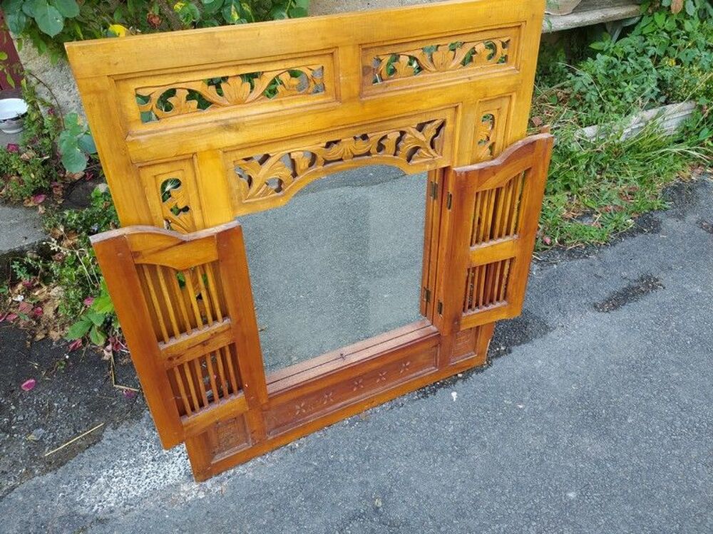 Grand Miroir &agrave; Volets D&eacute;cor Bois Sculpt&eacute; Meubles