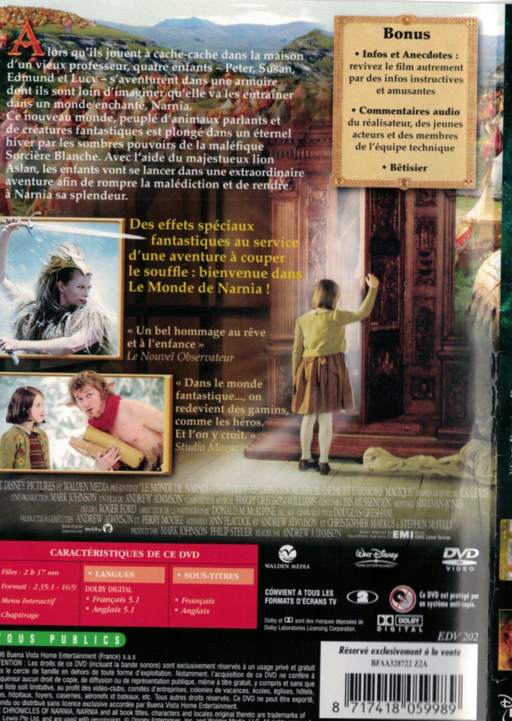 Carnet de voyage. Le monde de NARNIA DVD et blu-ray