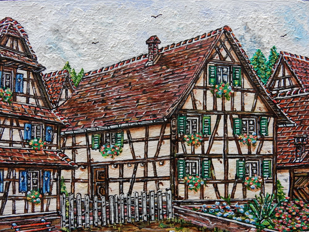 Peintre amateur : Boite en bois avec peinture alsacienne Décoration