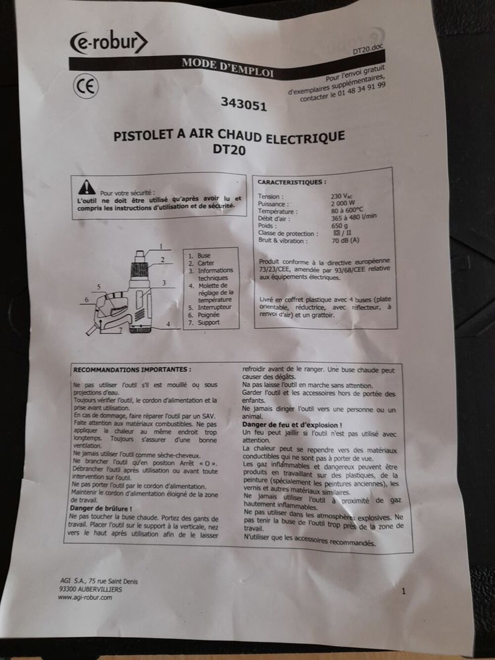 Pistolet a air chaud &eacute;lectrique Bricolage