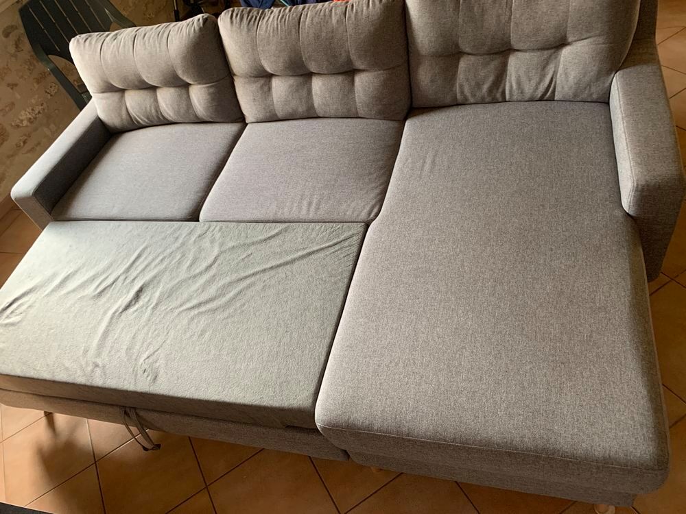 CANAP&Eacute; CONVERTIBLE GRIS TISSU Meubles