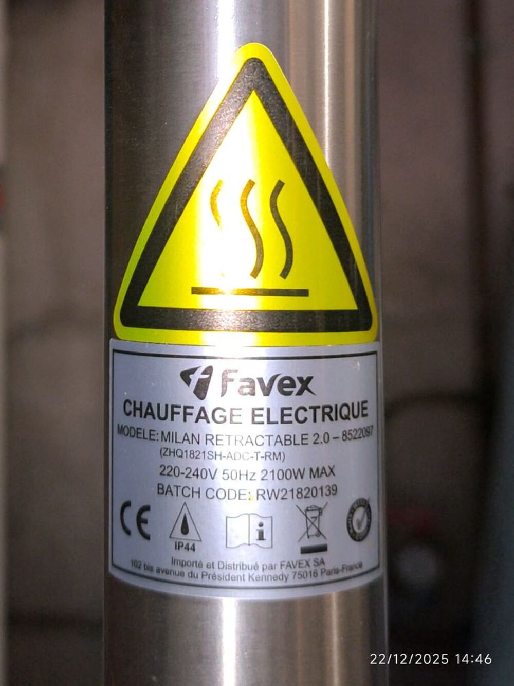 Lampe &eacute;lectrique Chauffante FAVEX Jardin