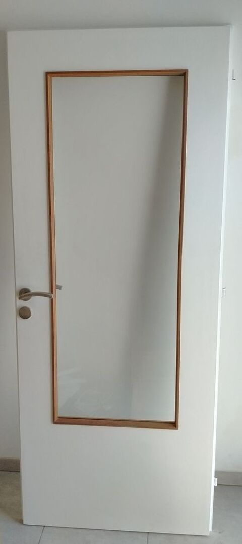 Porte d'intrieur vitre(classe A)+bti bois prpeints blanc 20 Saint-tienne-au-Mont (62)