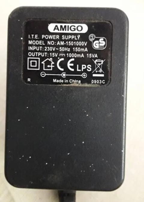 Adaptateur Secteur Chargeur 15V DC 1000mA AMIGO AM-1501000V 12 Francastel (60)