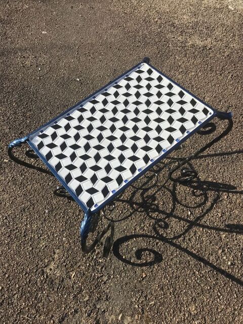 Table basse damier fer forgé 100 Paris 20 (75)