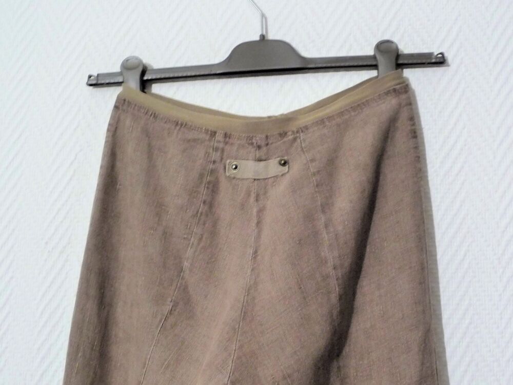 Pantacourt/ Pantalon Lin Marron Kaki- Taille 36- Liliane H Vêtements