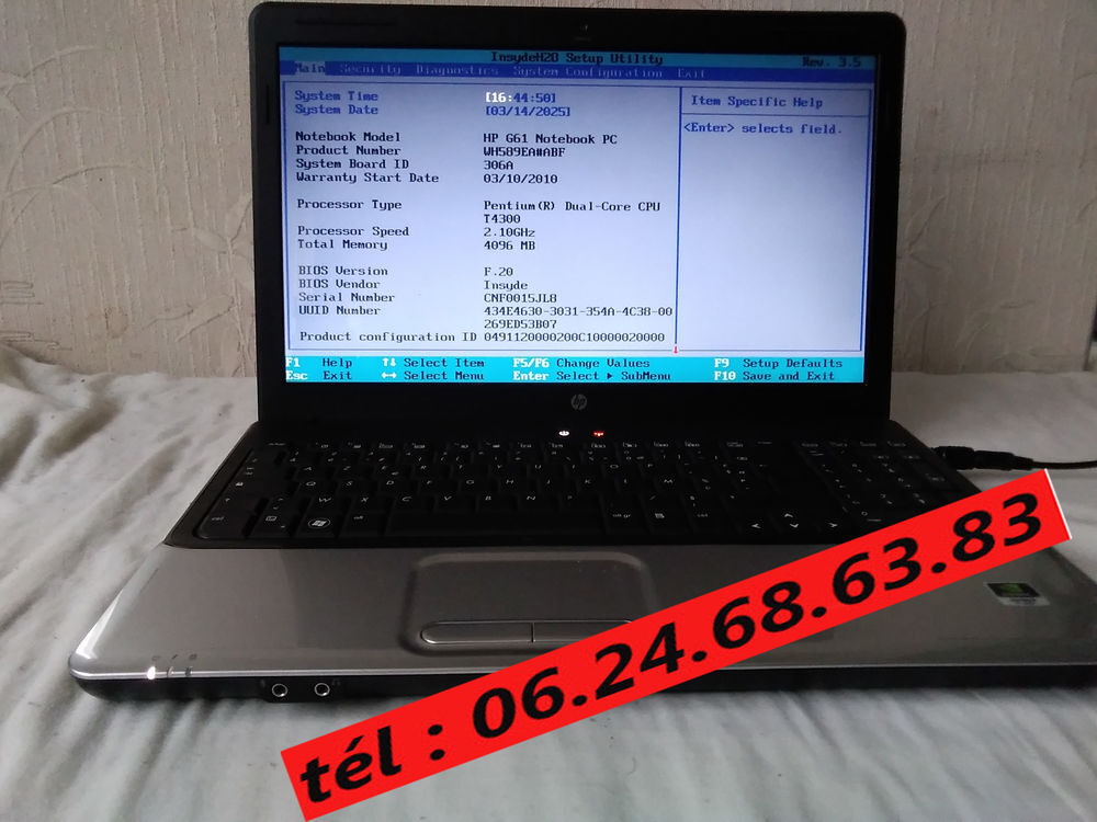 PC Portable HP G61 Note Book Matériel informatique