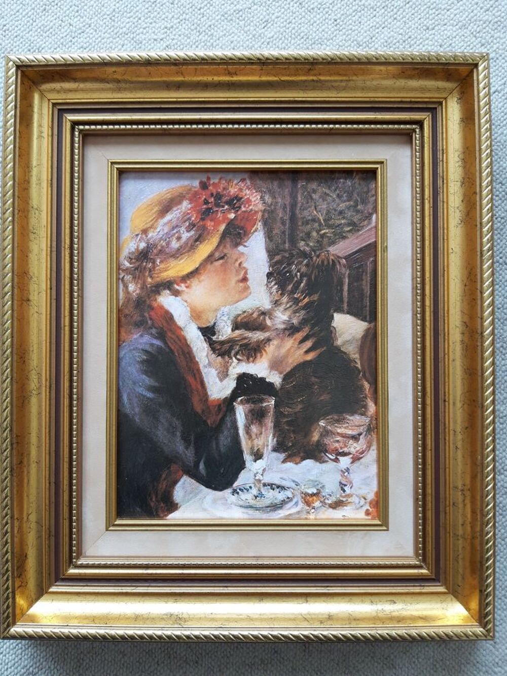 Peinture sur toile d une jeune fille avec le chien de RENOIR Décoration