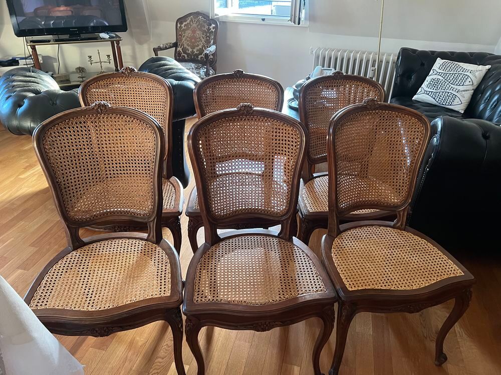 6 chaises de style Louis XV , cann&eacute;es , tr&egrave;s bon &eacute;tat Meubles