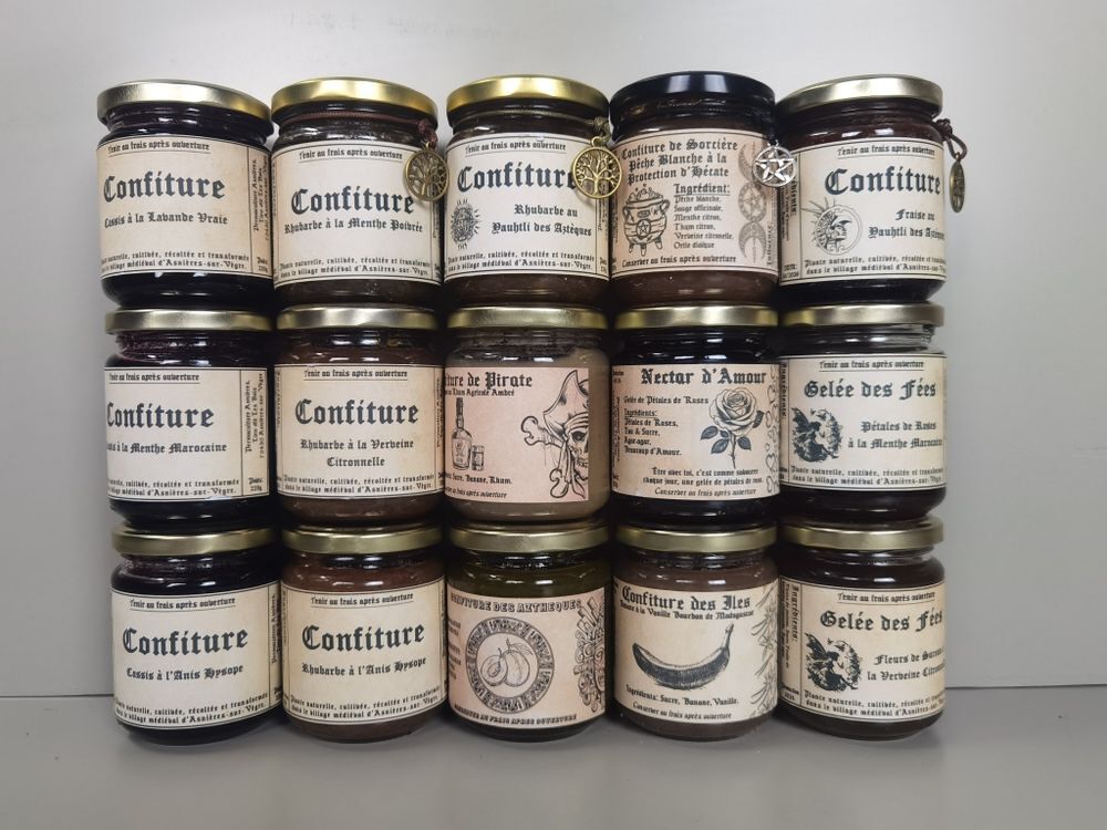 Lot de 6 pots de confiture et/ou gel&eacute;e (Permaculture Asni&egrave;res) Cuisine