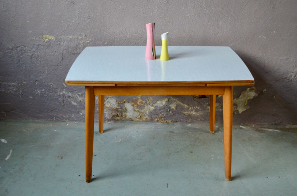 Petite table ancienne vintage scandinave bureau &agrave; rallonges Meubles