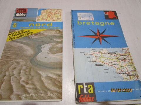 lot de deux cartes routières NORD ET BRETAGNE 5 Chanteloup-en-Brie (77)