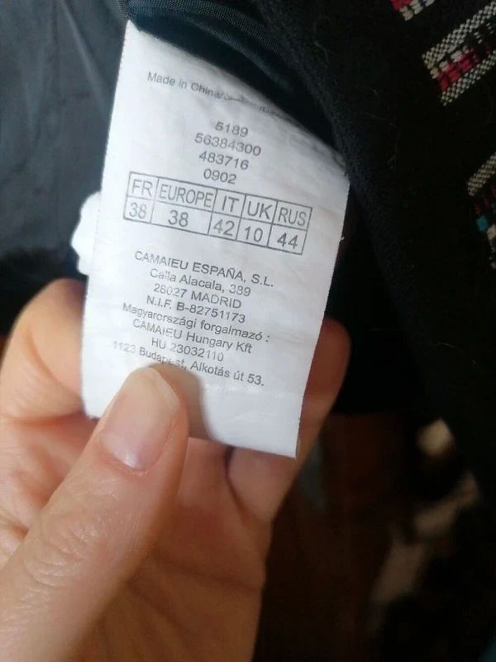 Veste noire &agrave; motifs brod&eacute;e Cama&iuml;eu Vêtements