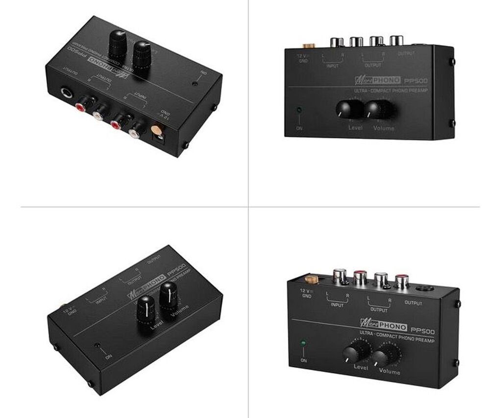 HUIOP Pr&eacute;ampli Phono Ultra-Compact avec Commandes de Niveau Audio et hifi