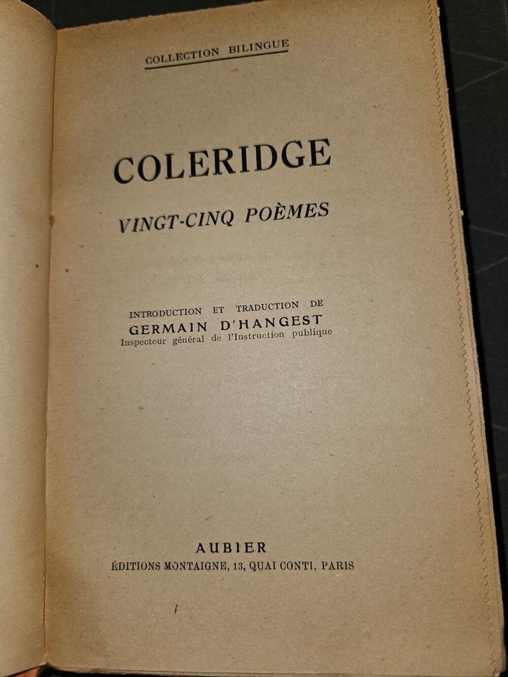 Colerige 25 po&egrave;mes ed.bilingue Ed.1945 Livres et BD