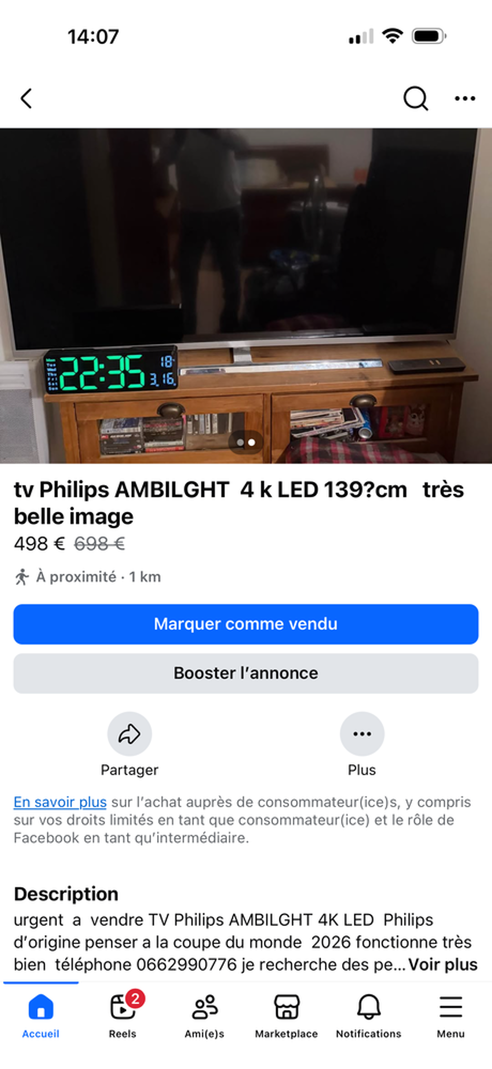 tv Philips AMBILGHT 4 k LED 139?cm tr&egrave;s belle image Photos/Video/TV