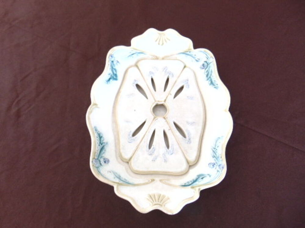  Plat &agrave; asperges ancien ? Fa&iuml;ence &eacute;maill&eacute;e ? Art Nouveau Cuisine