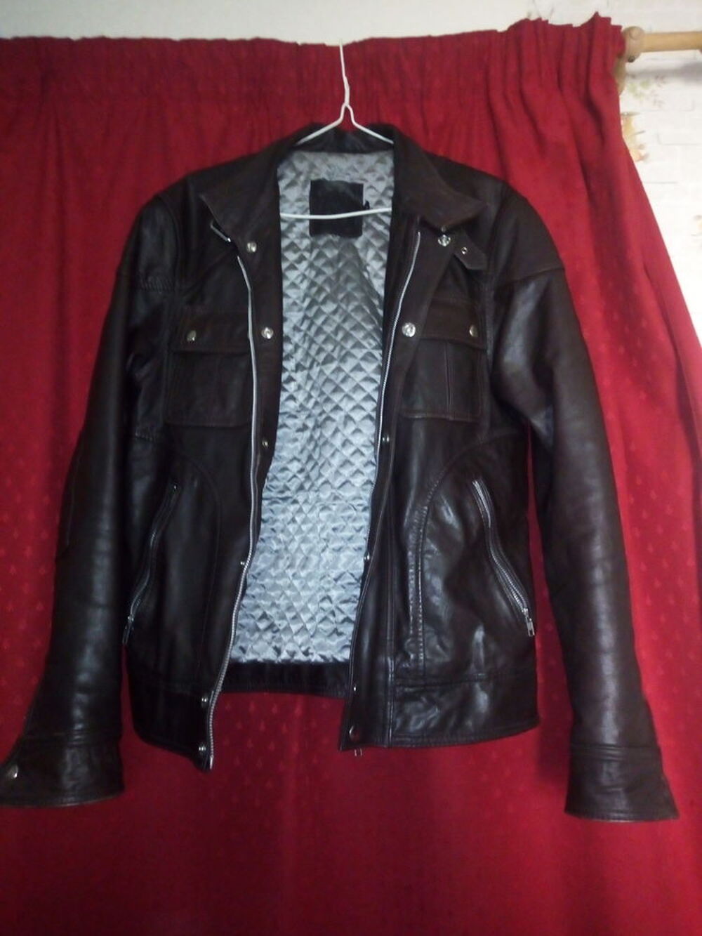  blouson cuir marron asos taille S Vêtements