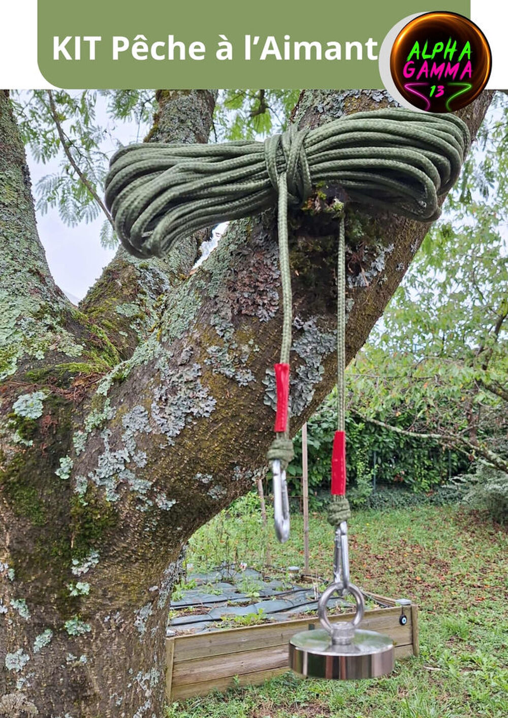 P&ecirc;che &agrave; l'aimant 300Kg ultra-puissant &Oslash;80 + corde et 2 mousq Bricolage