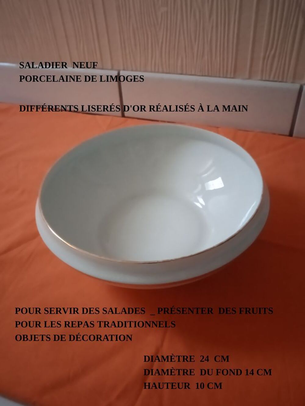 Saladier Neuf Porcelaine de Limoges Cuisine