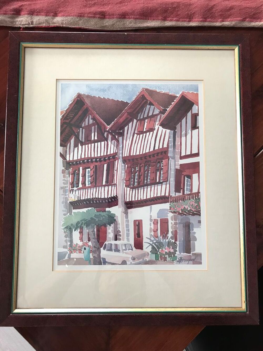 
Cadre repr&eacute;sentation maisons basques 
Bon &eacute;tat Décoration
