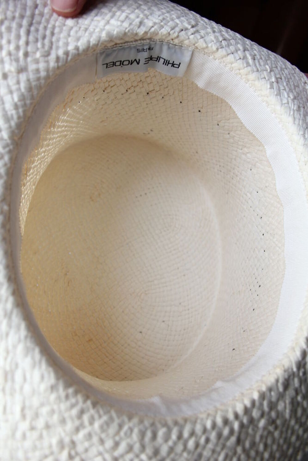 Chapeau Haut de Forme paille blanche PHILIPPE MODEL vintage Vêtements