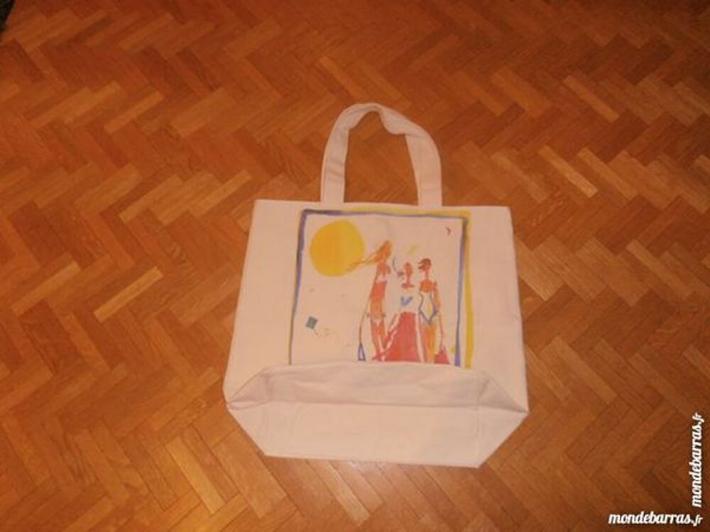 Sac en toile motif plage (40) Maroquinerie